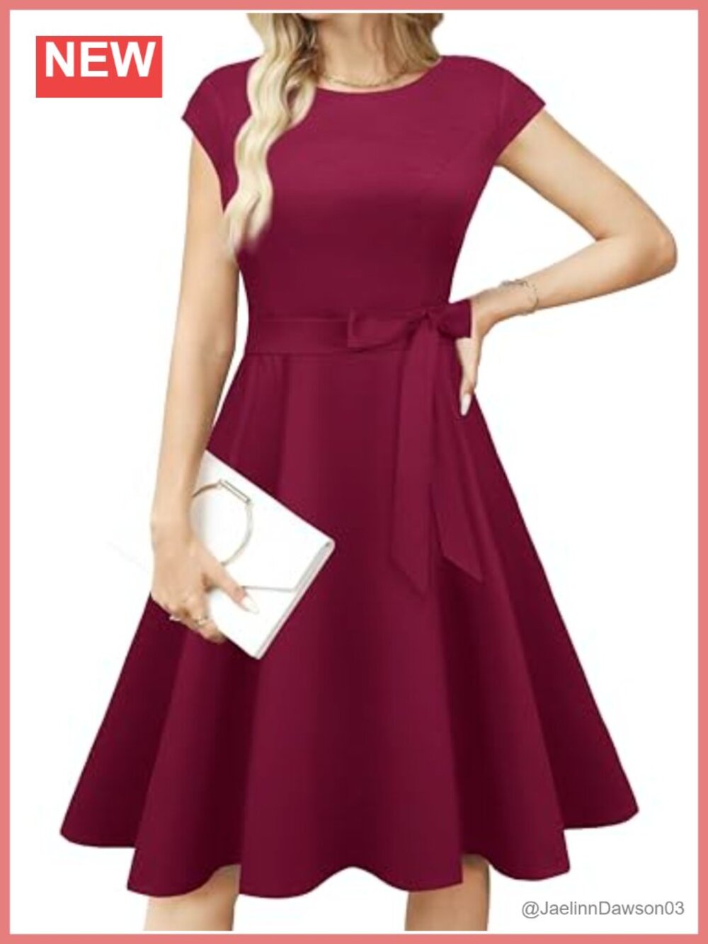 Vintage 1950s Boatneck Cocktail Dress Cap Sleeve Swing